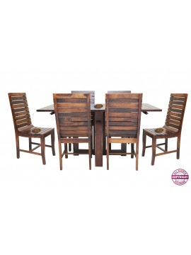 Modish Solid Sheesham Wood Six Seater Dining Table Set (Teak Finish) 